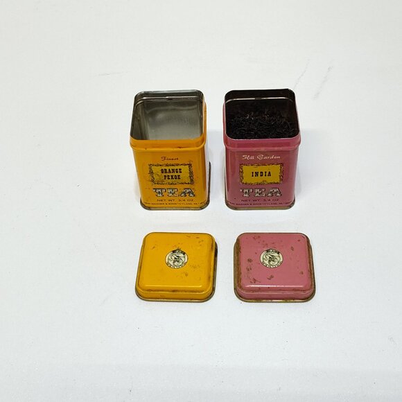 John Wagner & Sons Tea Tins Set Orange Pekoe & India Collectible Kitchen Décor - Picture 5 of 7